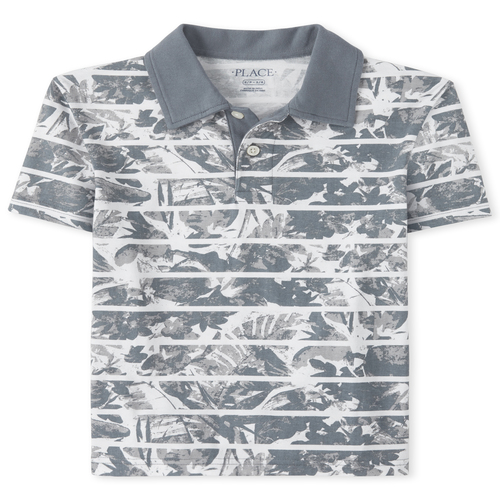 

s Boys Print Jersey Polo - Blue - The Children's Place