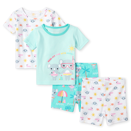 

s Baby And Toddler Koala Snug Fit Cotton 4-Piece Pajamas - White - The Children's Place