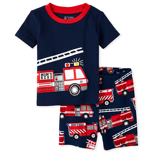 

s Baby And Toddler Boys Fire Truck Snug Fit Cotton Pajamas - Blue - The Children's Place