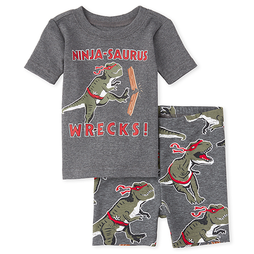 

s Baby And Toddler Boys Dino Ninja Snug Fit Cotton Pajamas - Gray - The Children's Place