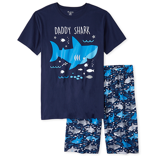 

Mens Matching Family Shark Cotton Pajamas - Blue - The Children' Place