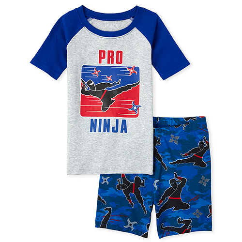 

s Boys Glow Ninja Snug Fit Cotton Pajamas - Blue - The Children's Place