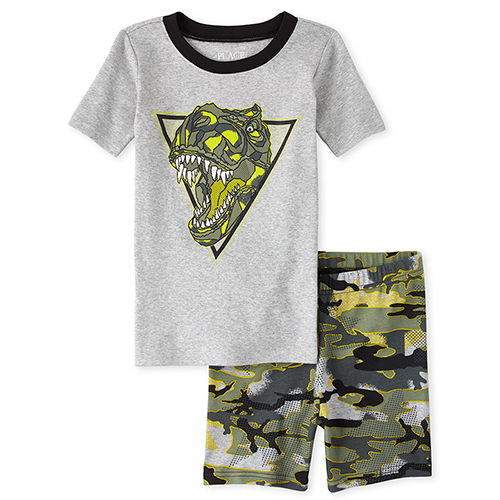 

s Boys Camo Dino Snug Fit Cotton Pajamas - Gray - The Children's Place