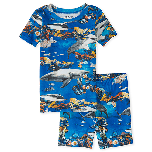 

s Boys Shark Snug Fit Cotton Pajamas - Blue - The Children's Place
