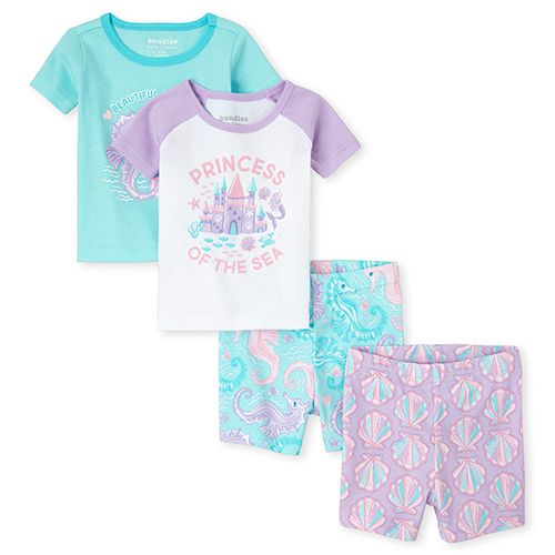 

s Baby And Toddler Seahorse Princess Snug Fit Cotton 4-Piece Pajamas - Purple - The Children's Place