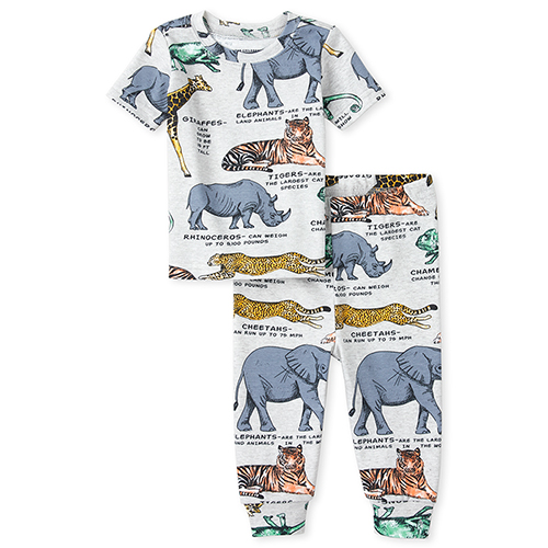 

s Baby And Toddler Boys Animal Snug Fit Cotton Pajamas - Gray - The Children's Place