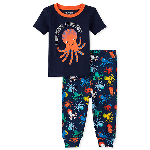 

s Baby And Toddler Boys Mommy Octopus Snug Fit Cotton Pajamas - Blue - The Children's Place