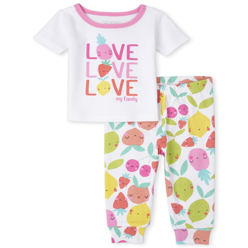 

s Baby And Toddler Love Fruit Snug Fit Cotton Pajamas - White - The Children's Place