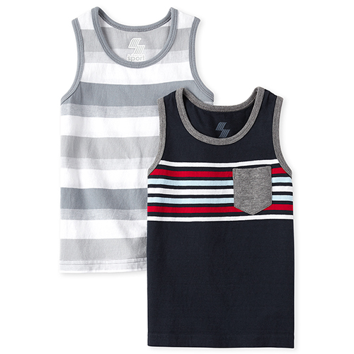 

s Baby And Toddler Boys Mix And Match Striped Pocket Tank Top 2-Pack - Multi - The Children's Place
