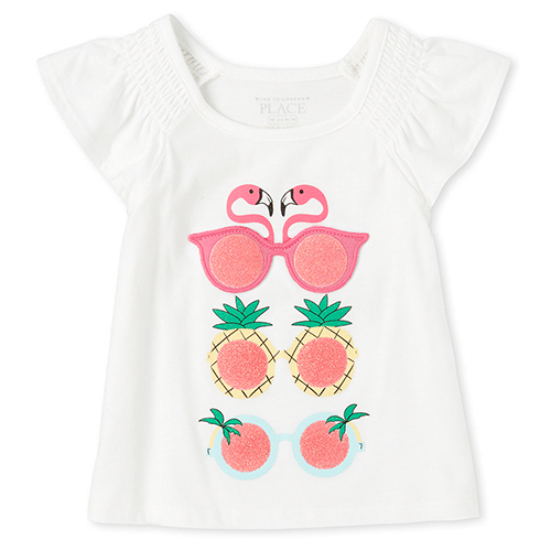 

s Baby And Toddler Glitter Peek-A-Boo Ruffle Top - White - The Children's Place