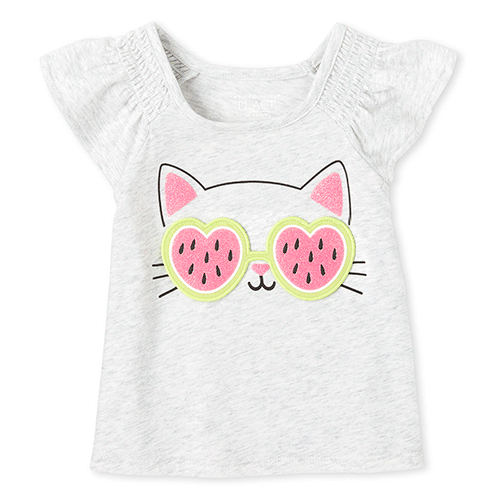 

s Baby And Toddler Glitter Peek-A-Boo Ruffle Top - Gray - The Children's Place