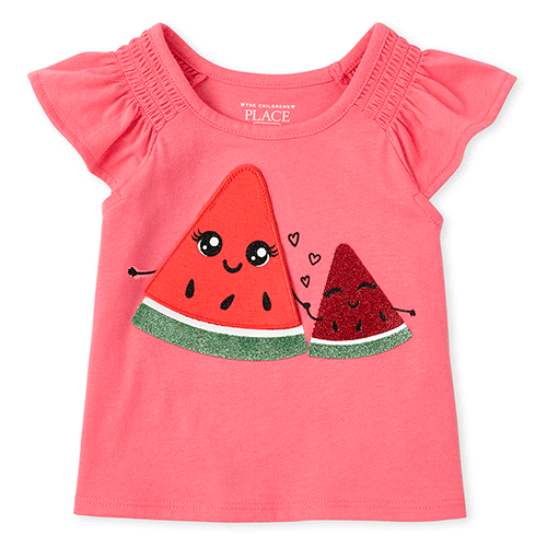 

s Baby And Toddler Glitter Peek-A-Boo Ruffle Top - Pink - The Children's Place