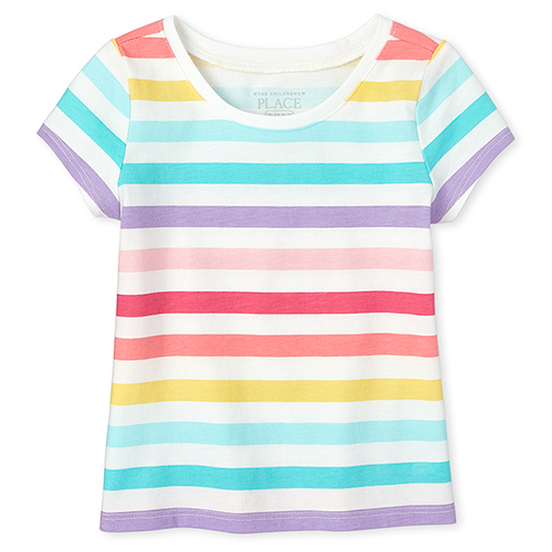 

s Baby And Toddler Rainbow Striped Basic Layering Tee - White T-Shirt - The Children's Place