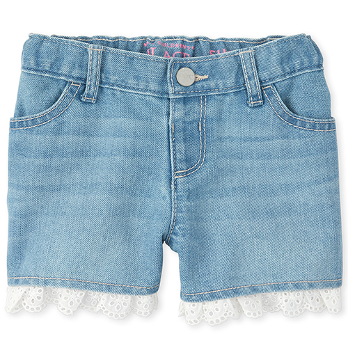 

Newborn Baby And Toddler Eyelet Denim Shortie Shorts - The Children's Place