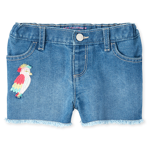 

s Baby And Toddler Embroidered Bird Denim Shortie Shorts - The Children's Place