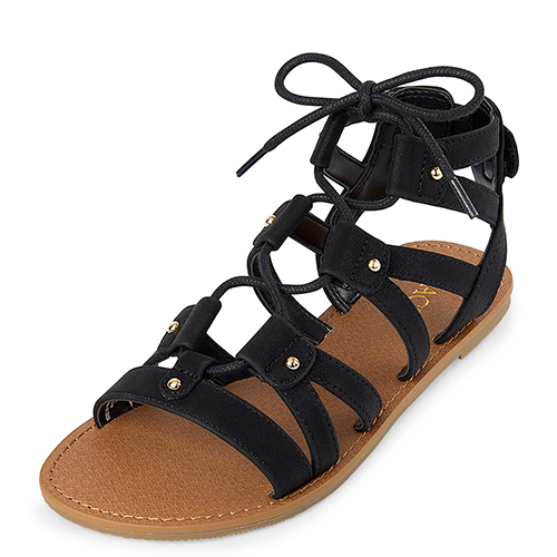 

Girls Studded Gladiator Sandals - Black - The Children's Place