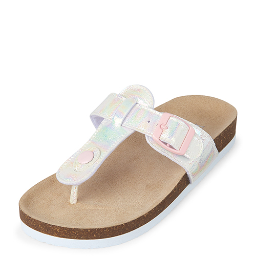 

Girls Iridescent Sandals - White - The Children's Place