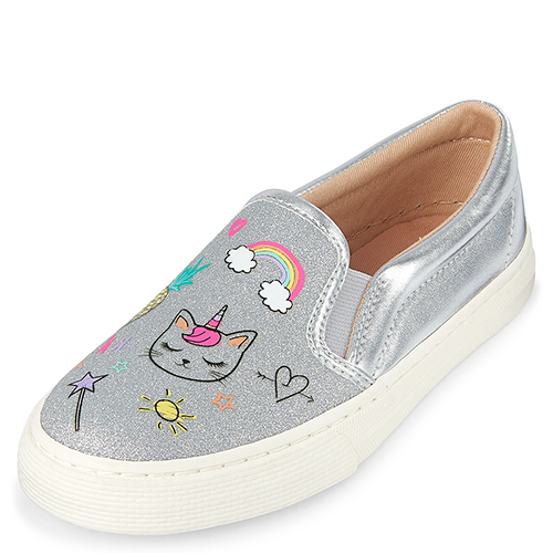 

s Unicorn Doodle Metallic Slip On Sneakers - The Children's Place