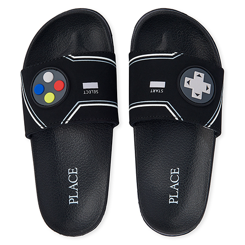 

Boys Boys Video Game Slides - Black Sandals - The Children's Place