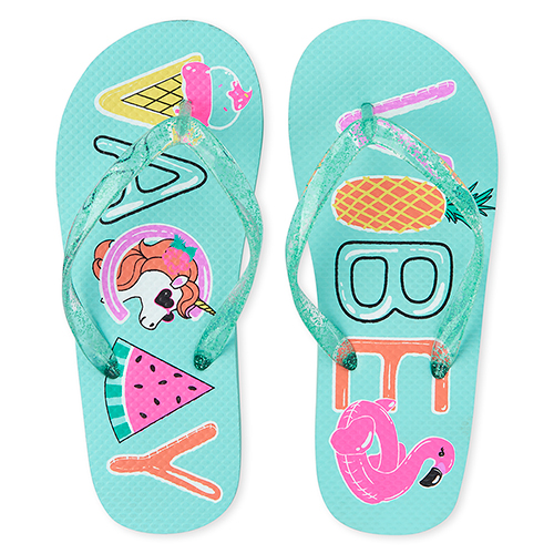 

Girls Vacay Vibes Flip Flops - Blue - The Children's Place