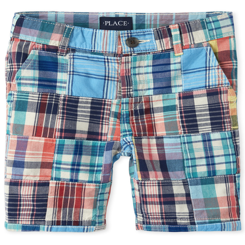 

Boys Boys Plaid Patch Chino Shorts - Multi - The Children's Place
