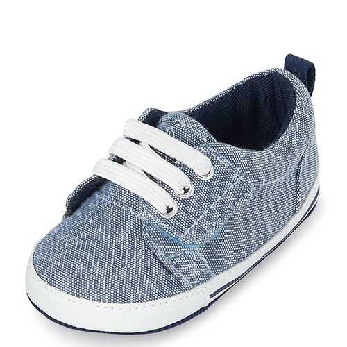 

Newborn Baby Boys Chambray Sneakers - Blue - The Children's Place