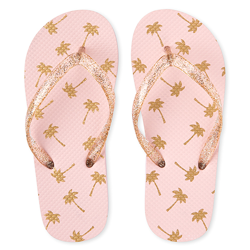 

Girls Glitter Palm Tree Flip Flops - Pink - The Children's Place