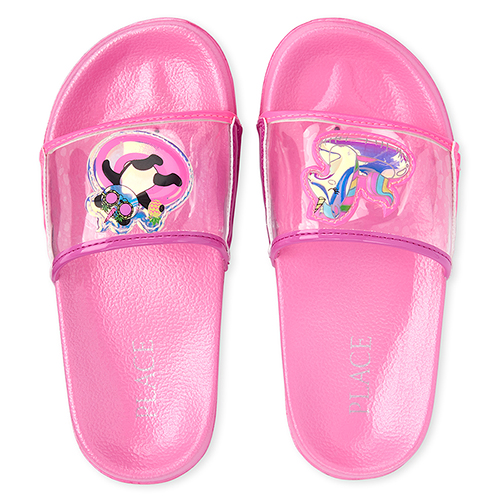 

Girls Holographic Unicorn Slides - Metallic Sandals - The Children's Place