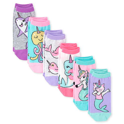 

Girls Sea Life Ankle Socks 6-Pack - Multi - The Children's Place