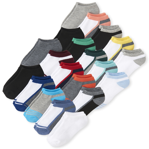 

s Boys Striped Cushioned Ankle Socks 20-Pack - Multi - The Children's Place