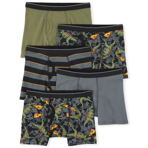 

Boys Boys Dino Pizza Boxer Briefs 5-Pack - Green - The Children's Place