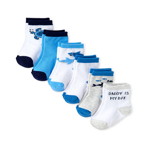 

Newborn Baby Boys Shark Midi Socks 6-Pack - Blue - The Children's Place