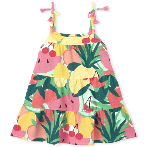 

s Baby And Toddler Mommy And Me Fruit Matching Tiered Dress - White - The Children's Place