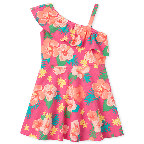 

s Baby And Toddler Floral One Shoulder Dress - Pink - The Children's Place