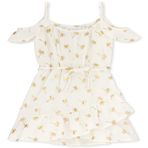 

s Baby And Toddler Foil Palm Tree Cold Shoulder Dress - White - The Children's Place