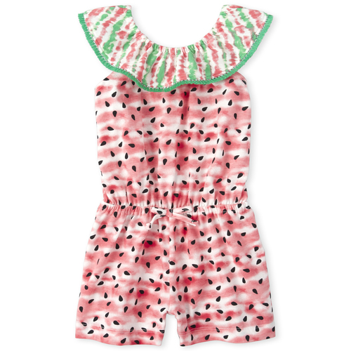 

s Baby And Toddler Watermelon Ruffle Romper - Orange - The Children's Place