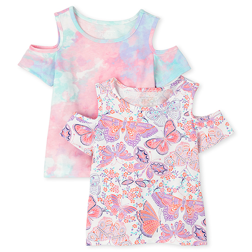 

s Toddler Print Cold Shoulder Top 2-Pack - Pink - The Children's Place