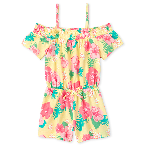 

s Baby And Toddler Floral Off Shoulder Romper - Yellow - The Children's Place