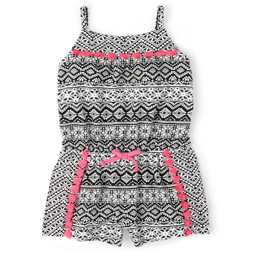 

s Baby And Toddler Print Tassel Romper - Black - The Children's Place