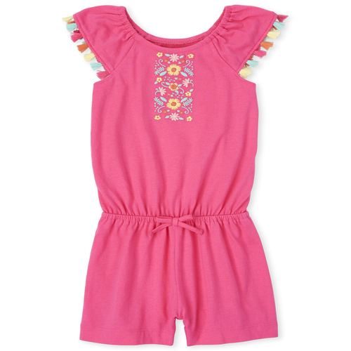 

s Baby And Toddler Embroidered Flower Romper - Pink - The Children's Place