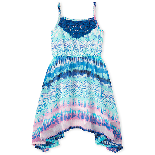 

s Baby And Toddler Mommy And Me Watercolor Matching Sharkbite Hem Dress - Blue - The Children's Place