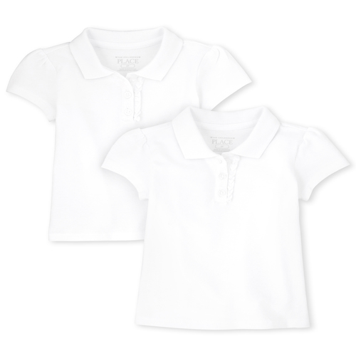 

s Toddler Uniform Ruffle Pique Polo 2-Pack - White - The Children's Place