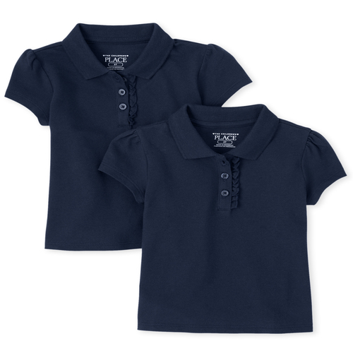

s Toddler Uniform Ruffle Pique Polo 2-Pack - Blue - The Children's Place
