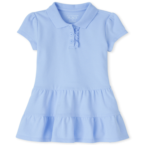 

s Toddler Uniform Tiered Pique Polo Dress - Blue - The Children's Place