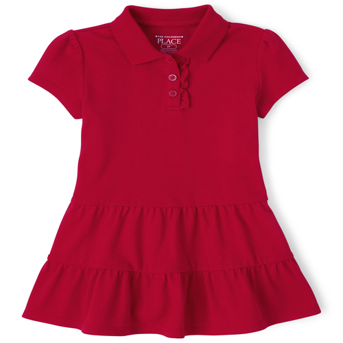 

s Toddler Uniform Tiered Pique Polo Dress - Red - The Children's Place