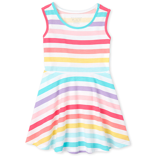 

s Baby And Toddler Rainbow Striped Tank Dress - White - The Children's Place