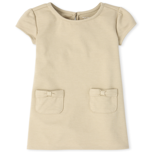 

s Toddler Uniform Bow Ponte Dress - Tan - The Children's Place