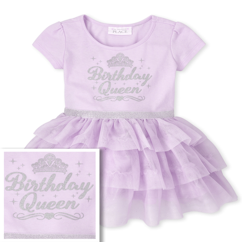 

s Baby And Toddler Glitter Birthday Queen Tutu Dress - Purple - The Children's Place