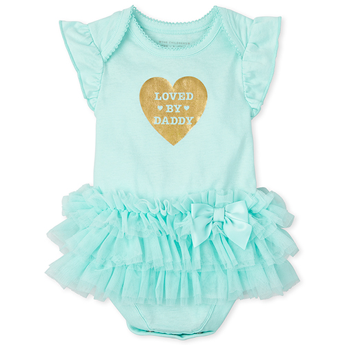 

s Baby Foil Daddy Tutu Bodysuit - Green - The Children's Place
