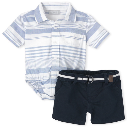 

Newborn Baby Boys Matching Family Striped 2-Piece Outfit Set - White - The Children's Place